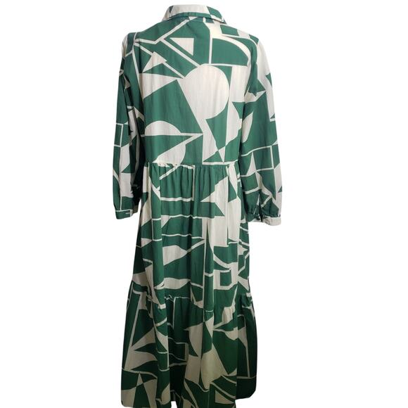 Zara Green and White Midi Dress - Picture 4 of 9